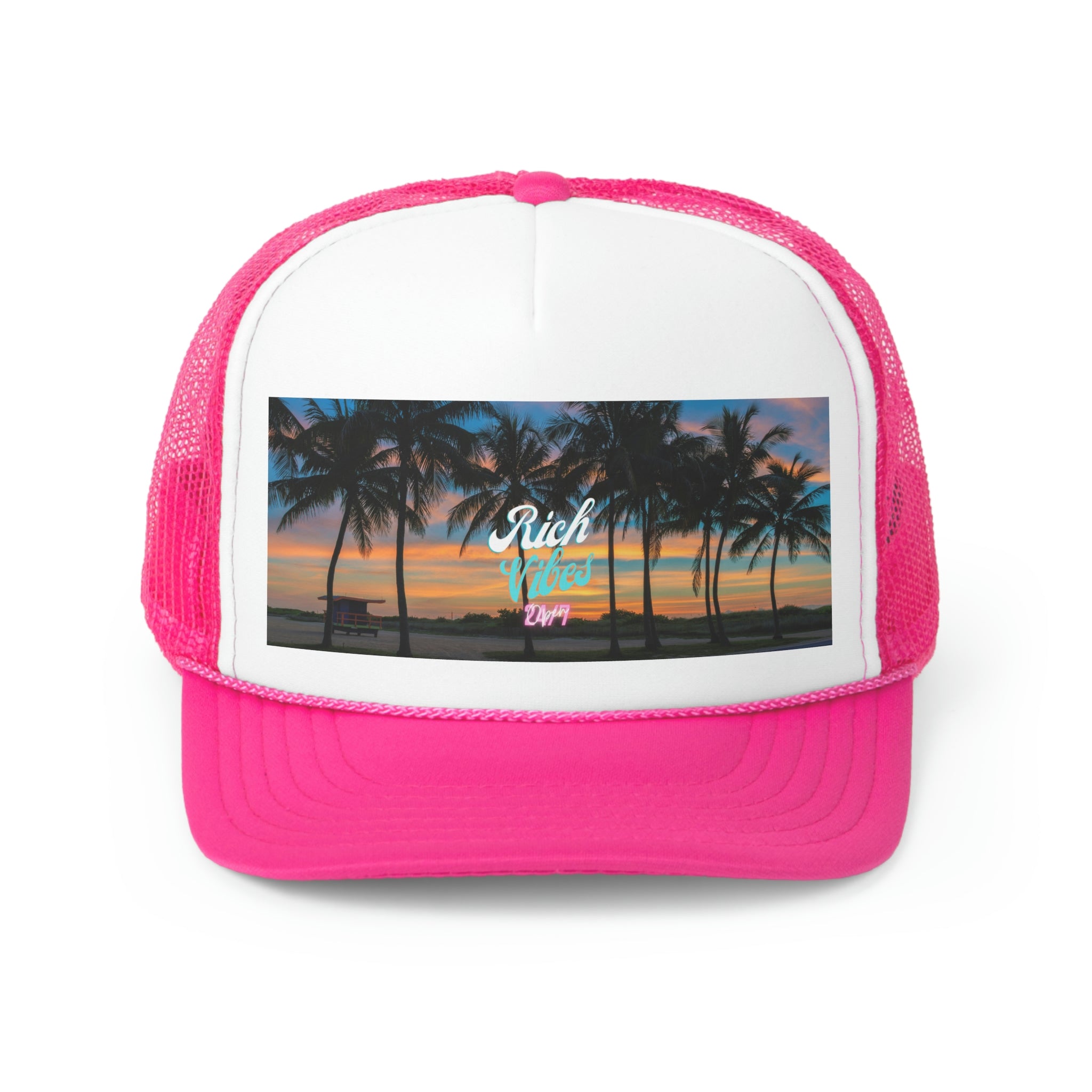 Rich Vibes Logo South Beach Sunset Miami Beach - Trucker Hat