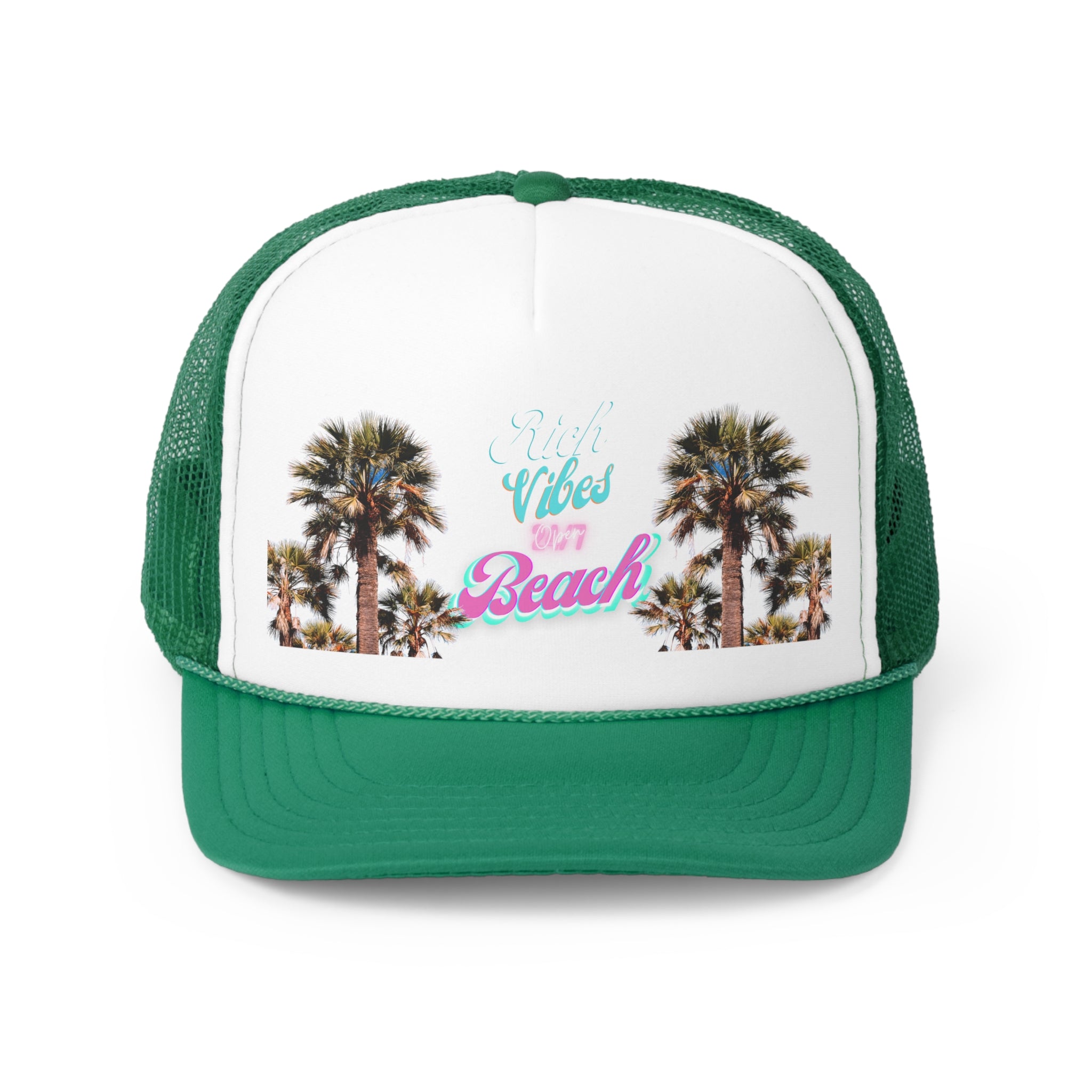 Rich Vibes Logo 24/7 Miami Beach Pink Vibes - Trucker Hat