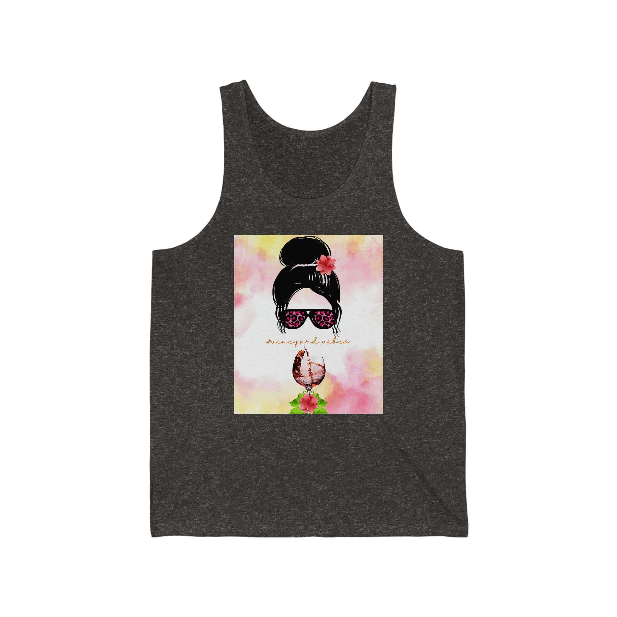 Vineyard Vibes Pink Water Colors Jersey Tank
