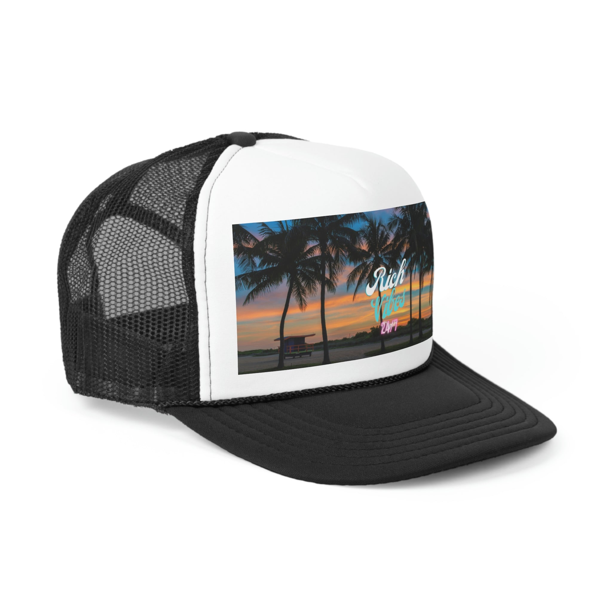 Rich Vibes Logo South Beach Sunset Miami Beach - Trucker Hat