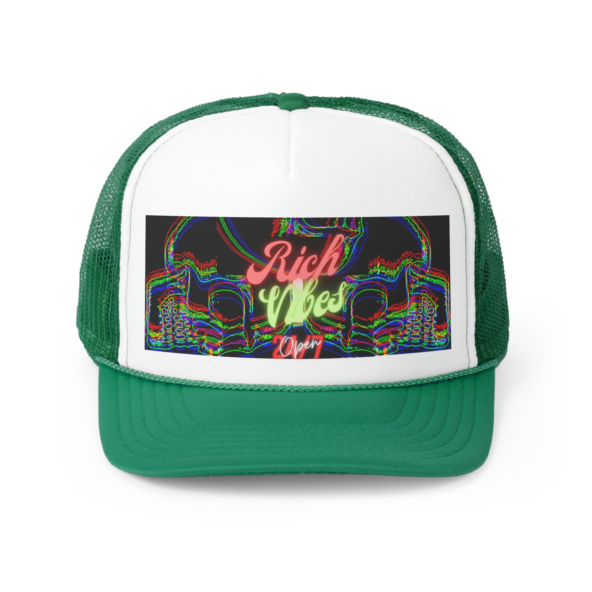 Rich Vibes Red Bubble Print Skulls Black - Trucker Hat