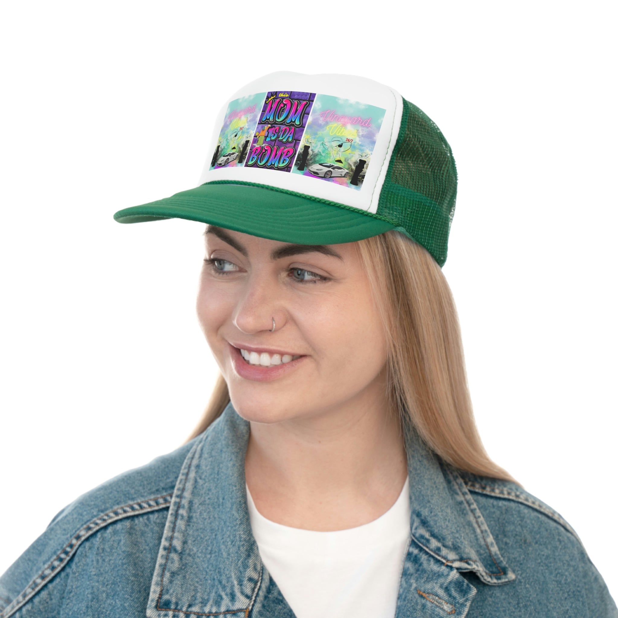 Vineyard Vibes Brand Of The Brave Purple Mom - Trucker Hat