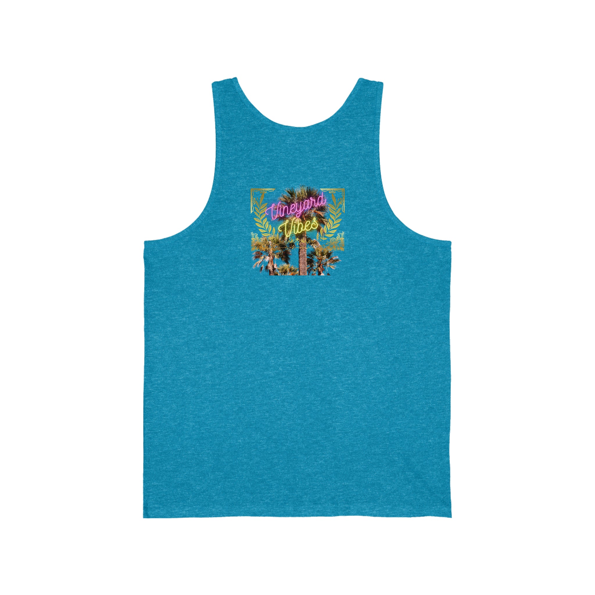 Vineyard Vibes Pink Palm Tree Silhouette - Jersey Tank