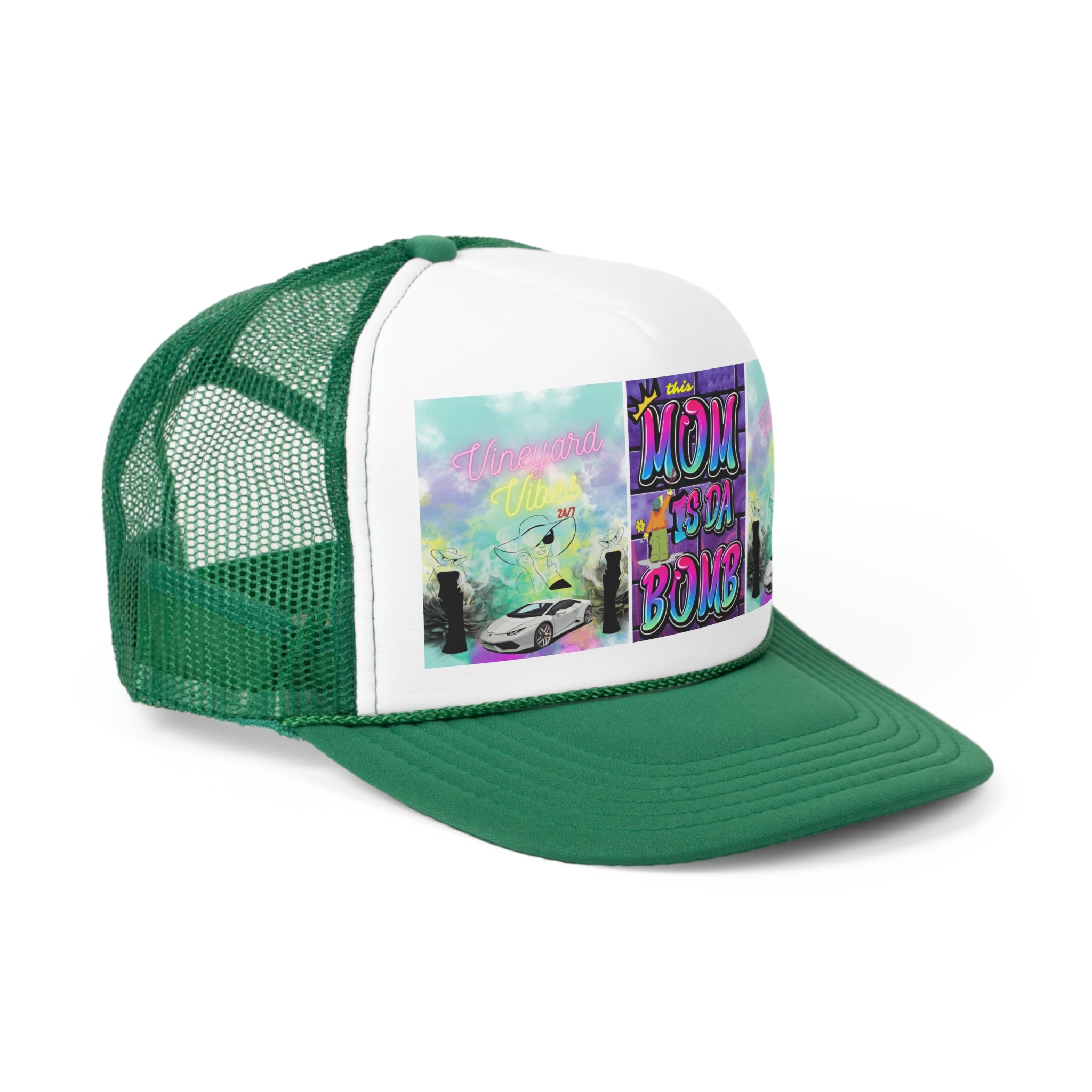 Vineyard Vibes Brand Of The Brave Purple Mom - Trucker Hat