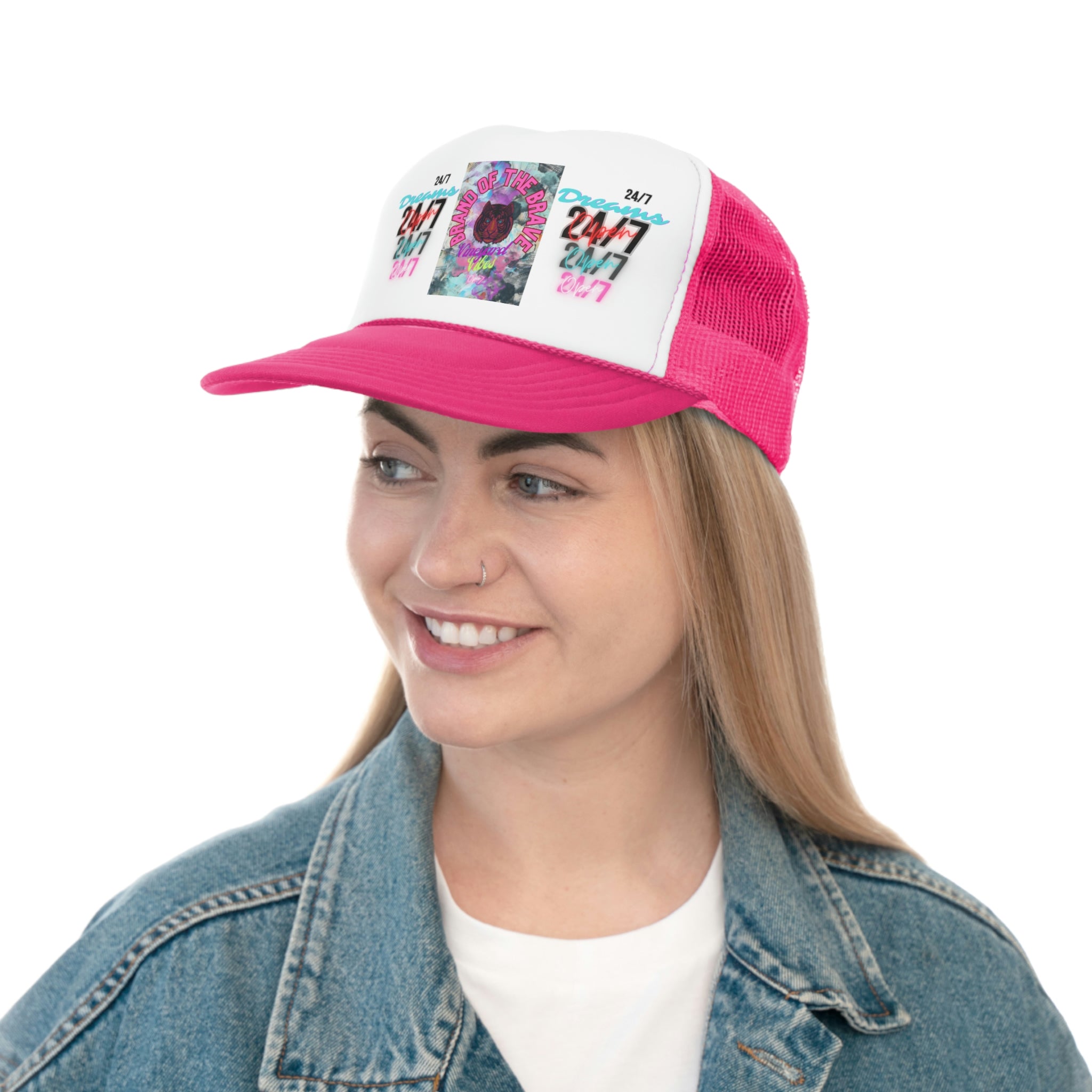 Vineyard Vibes Brand Of The Brave Pink Tiger 24/7 - Trucker Hat