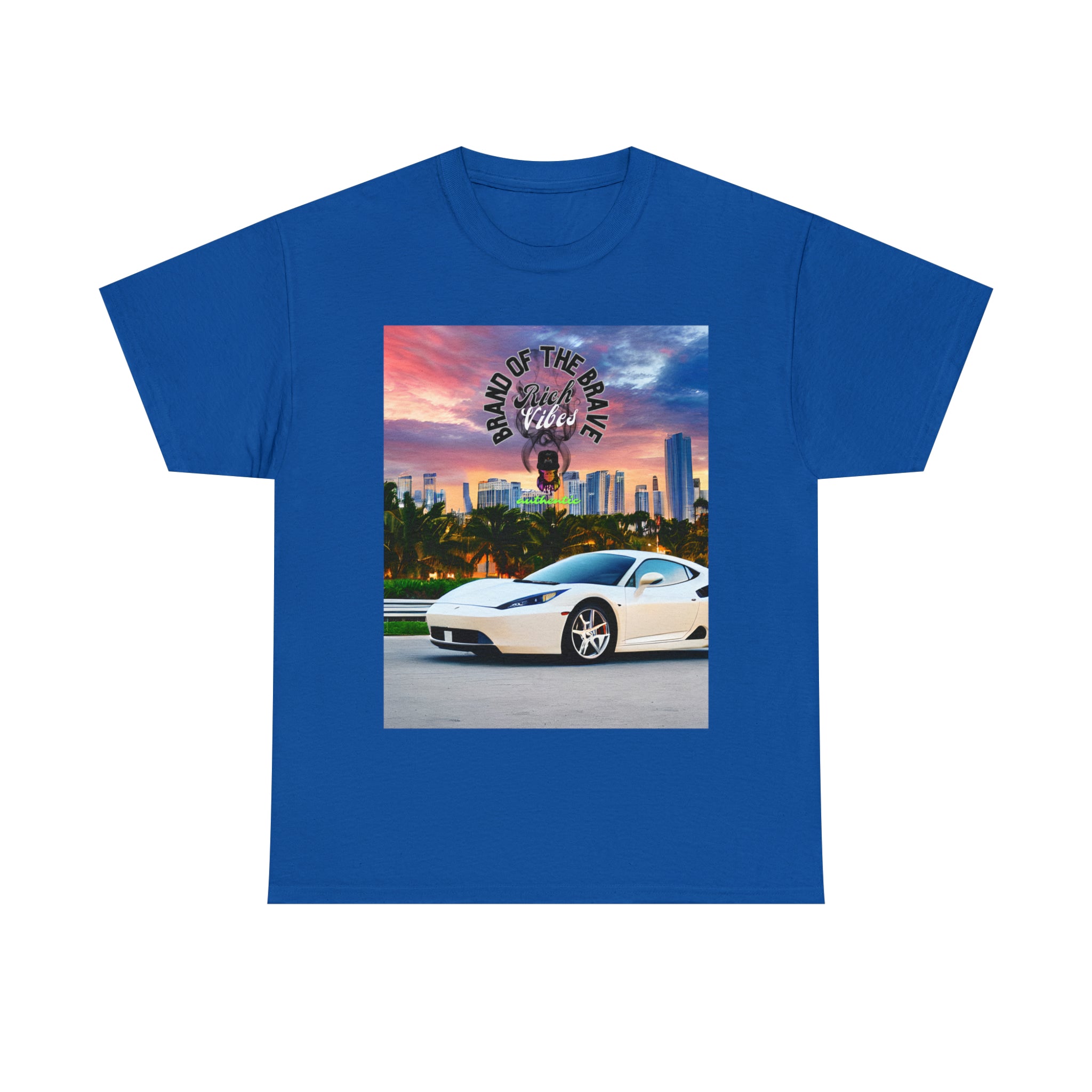 Rich Vibes Brand Of The Brave Motor Sport Miami Sunset- Heavy T-Shirt