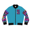 THIS MOM IS THE BOMB - 90s Retro - Women's Turquoise Bomber Jacket (AOP)
