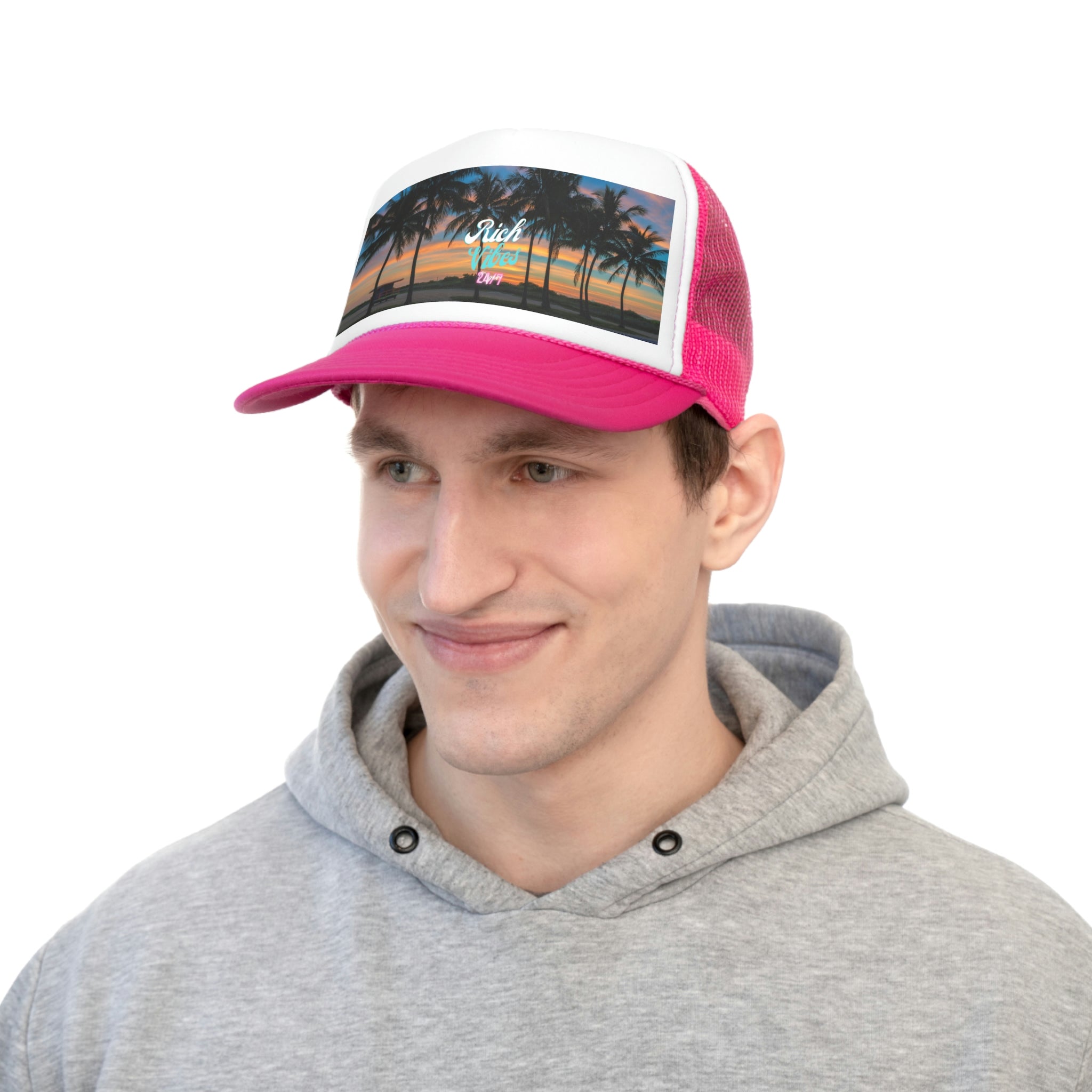 Rich Vibes Logo South Beach Sunset Miami Beach - Trucker Hat