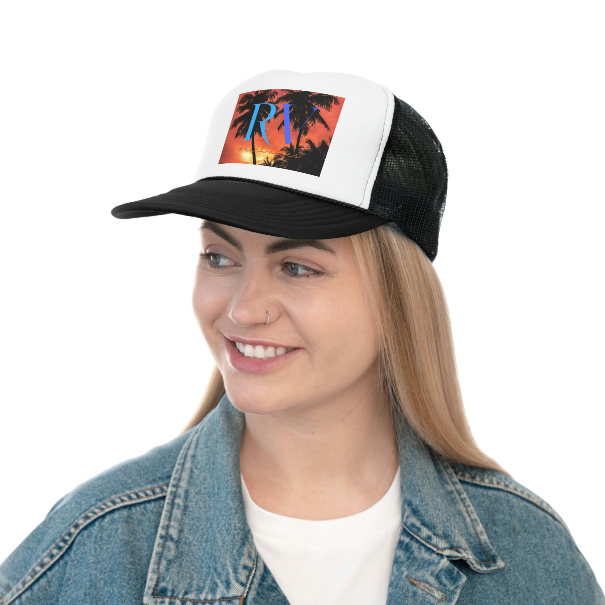 Rich Vibes Red Sunset RV Silhouette  - Trucker Hat