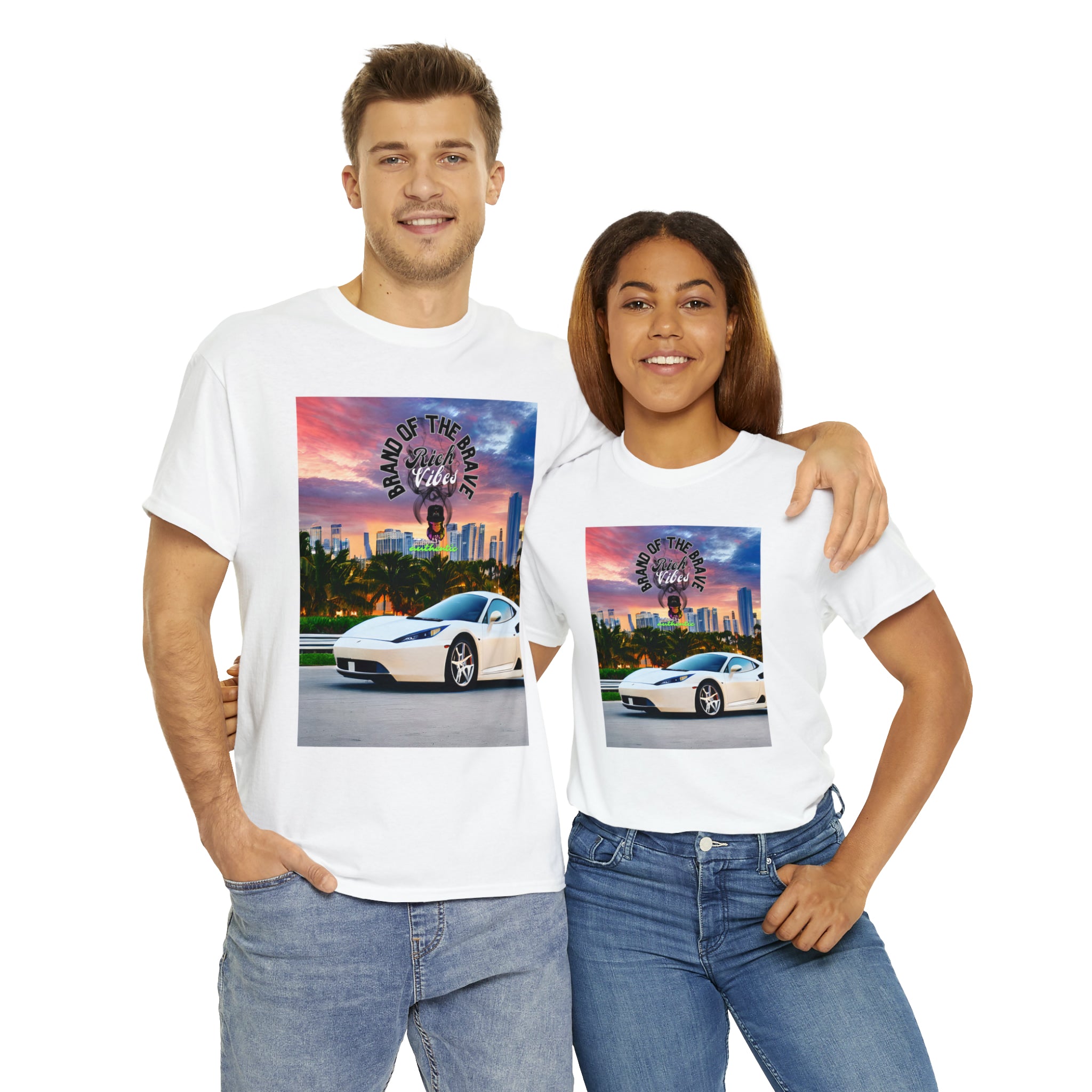 Rich Vibes Brand Of The Brave Motor Sport Miami Sunset- Heavy T-Shirt