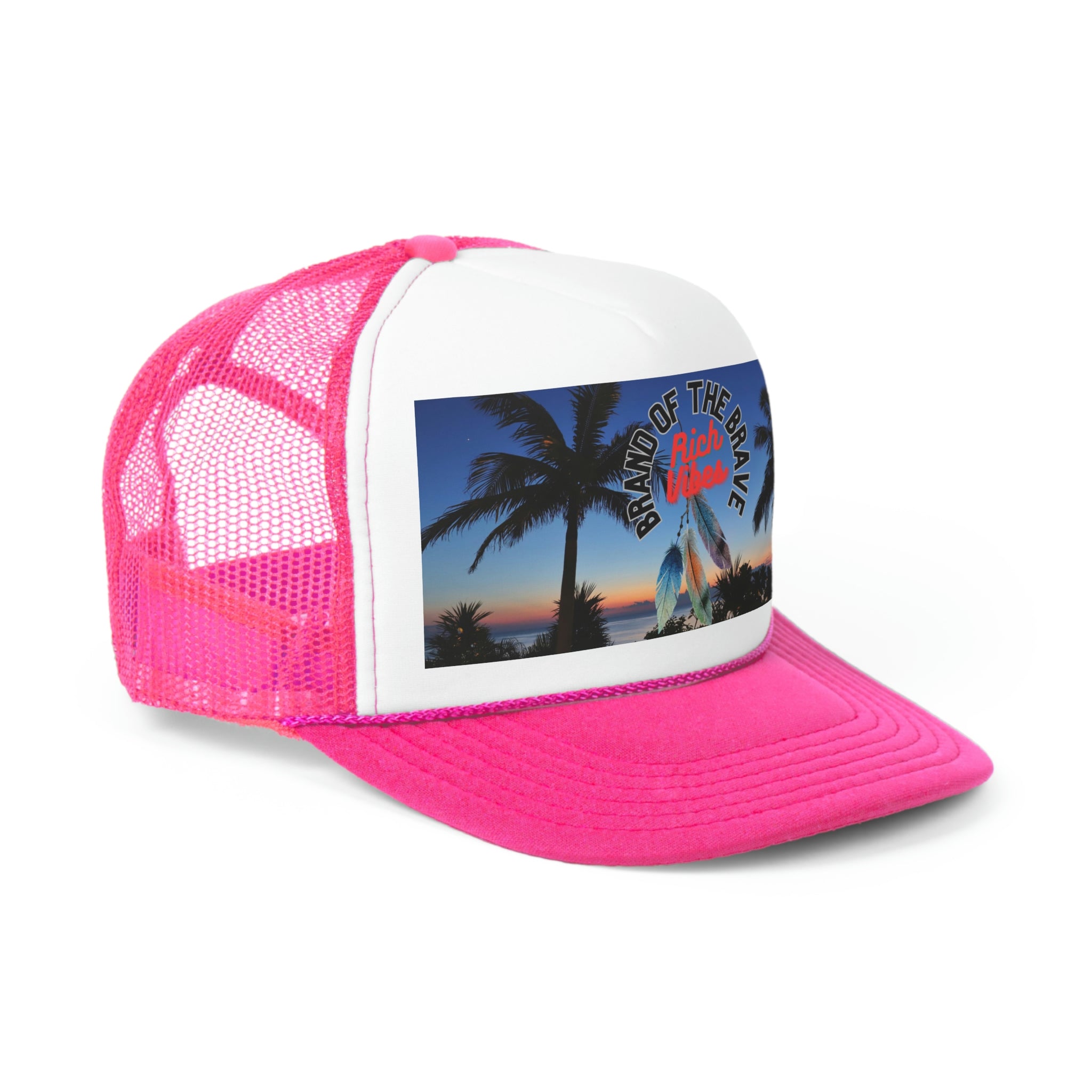Rich Vibes Logo Sunset in Okinawa Beach - Trucker Hat
