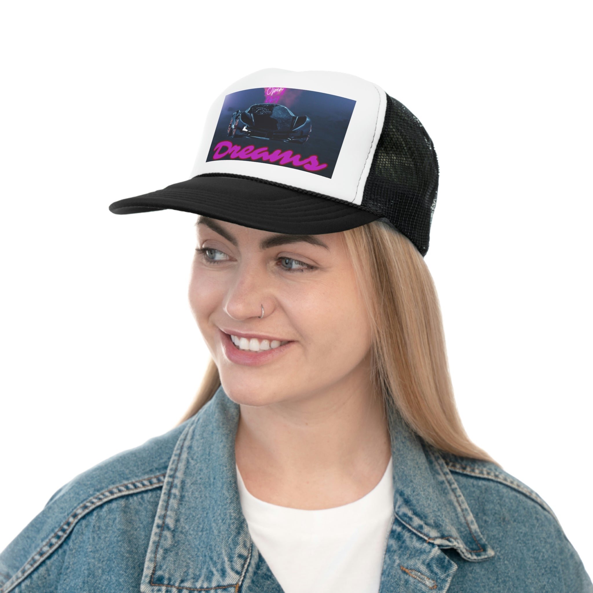 Rich Vibes Big Purple Dreams Wide Miami Black - Trucker Hat