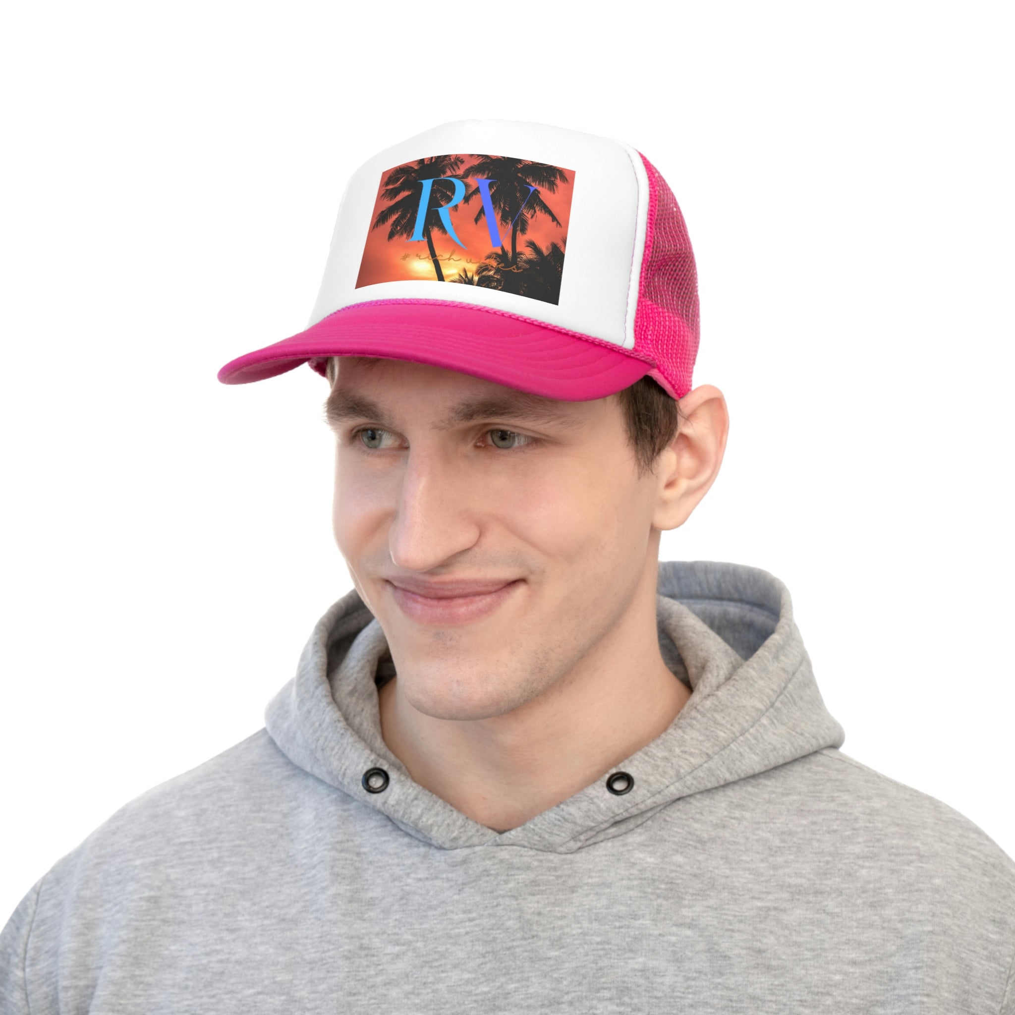 Rich Vibes Red Sunset RV Silhouette  - Trucker Hat