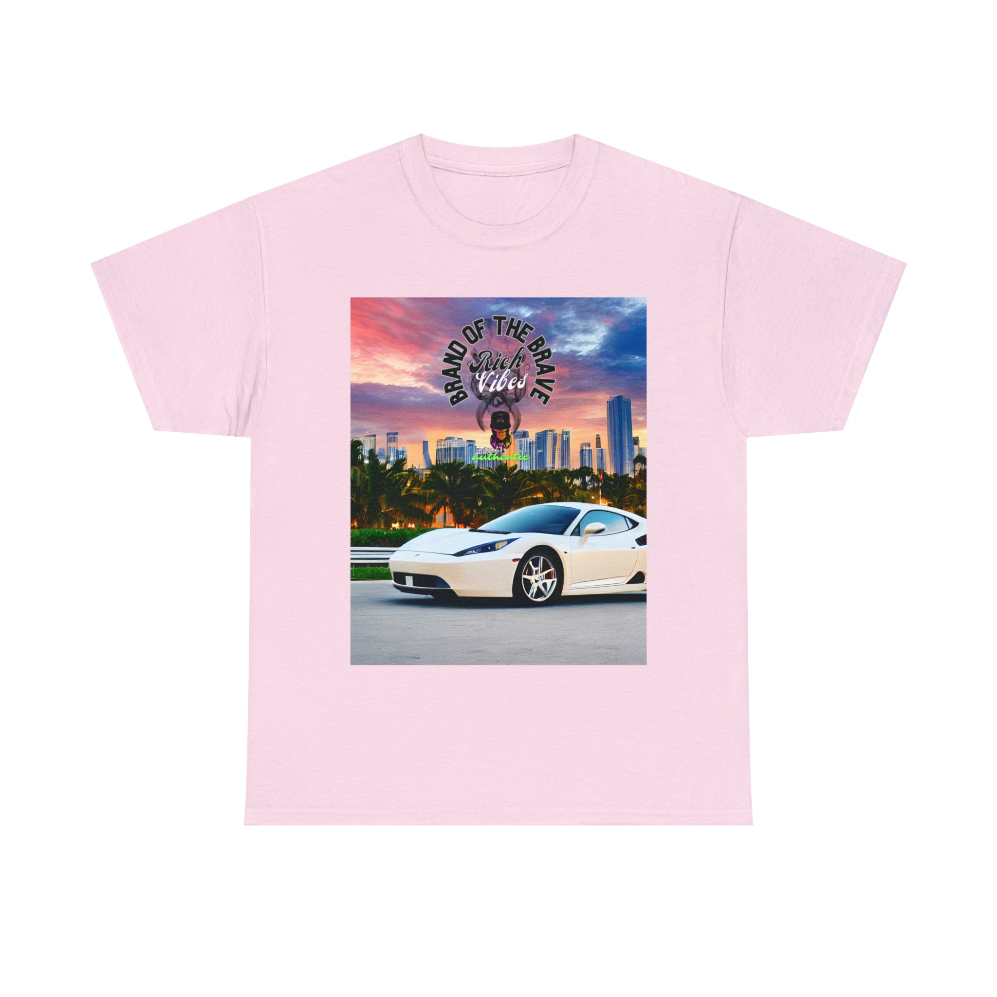 Rich Vibes Brand Of The Brave Motor Sport Miami Sunset- Heavy T-Shirt