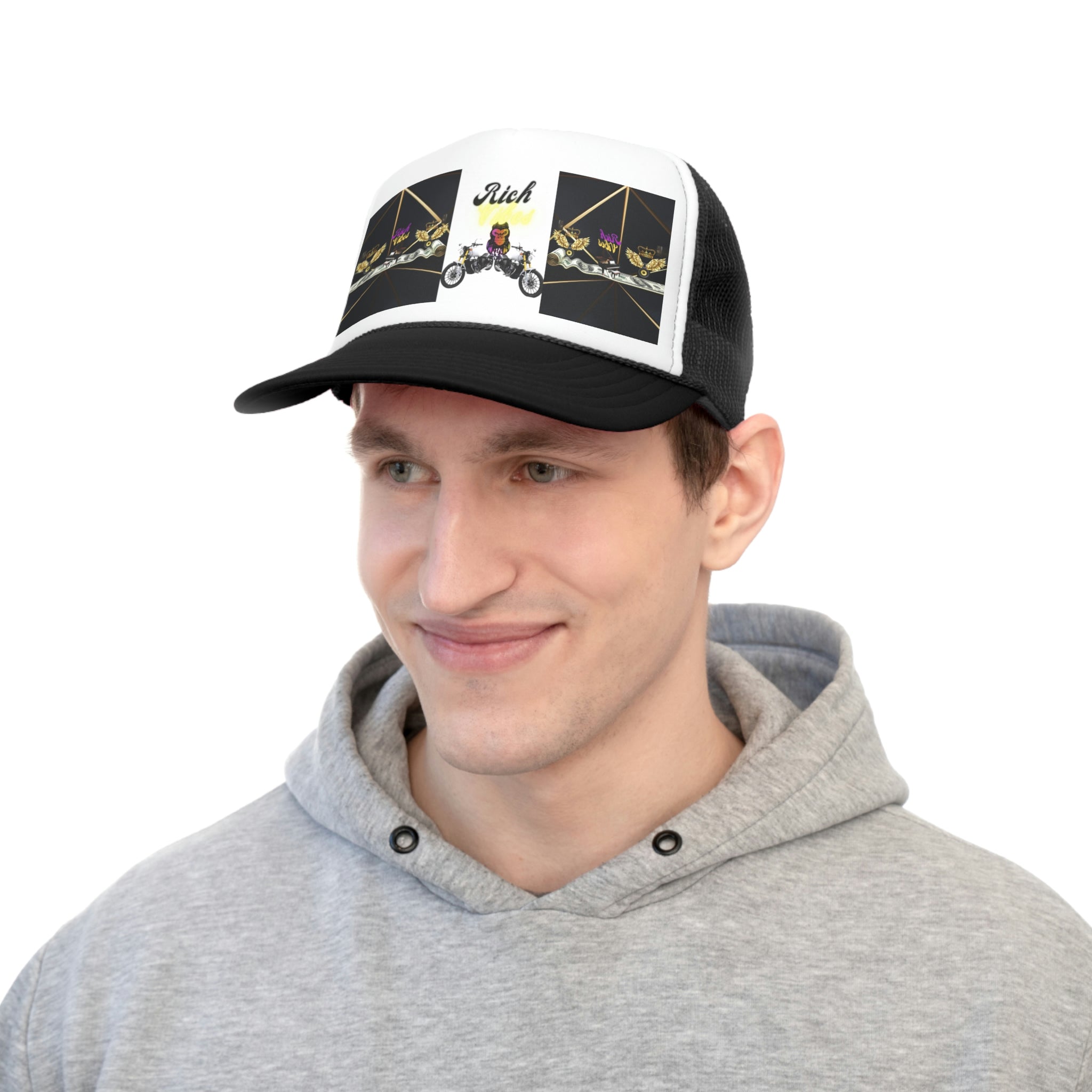 Rich Vibes Brand Of The Brave Speaker Biker - Trucker Hat