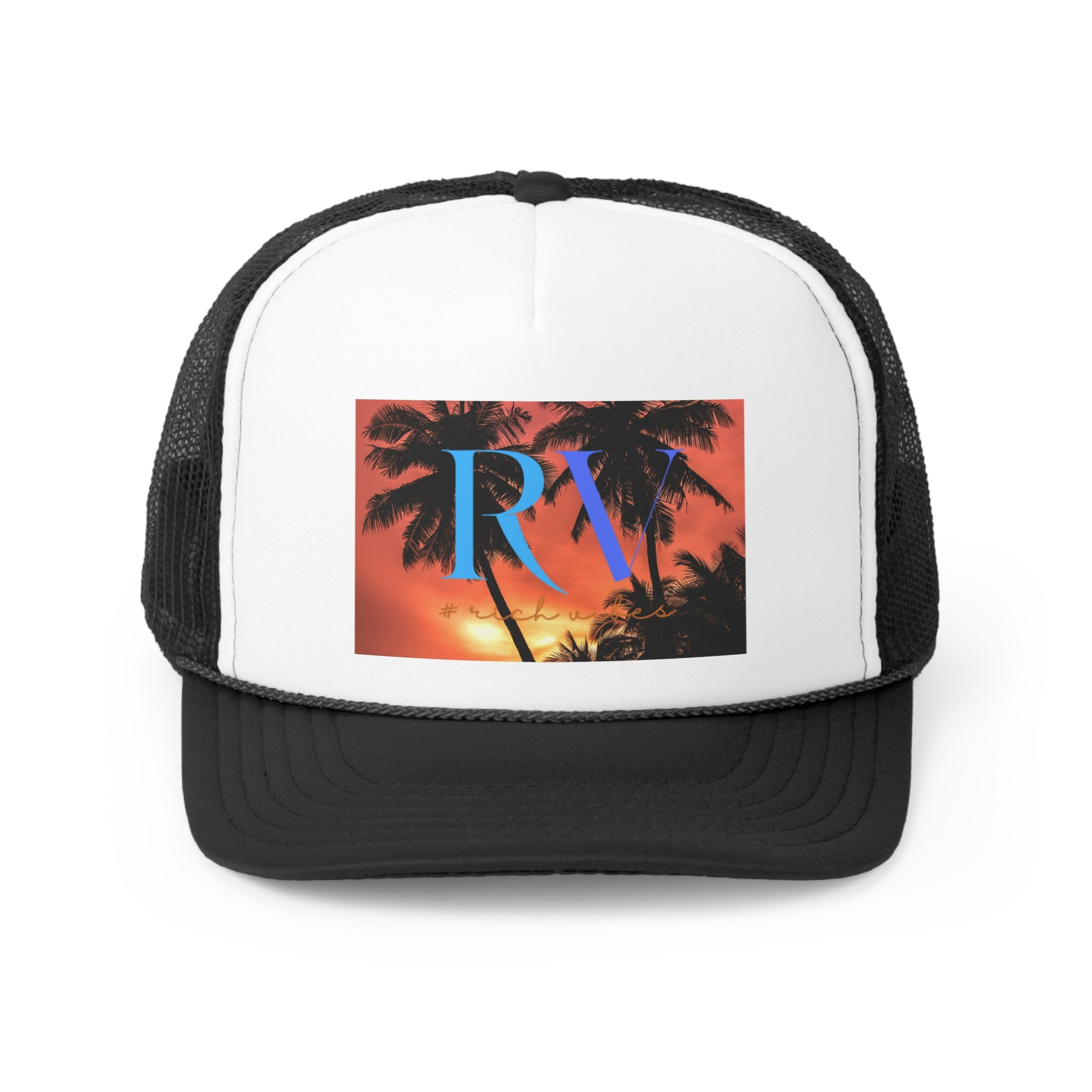 Rich Vibes Red Sunset RV Silhouette  - Trucker Hat