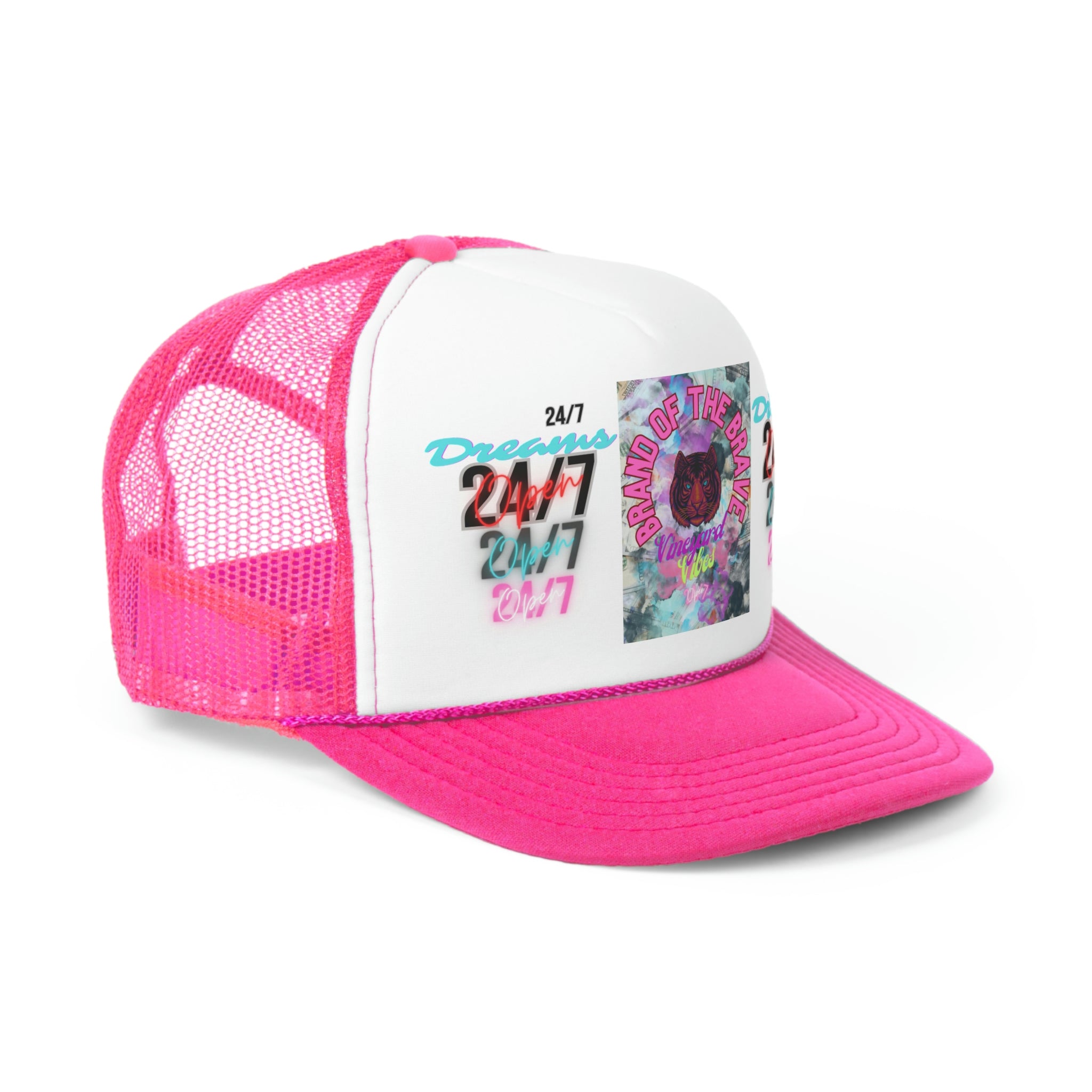 Vineyard Vibes Brand Of The Brave Pink Tiger 24/7 - Trucker Hat