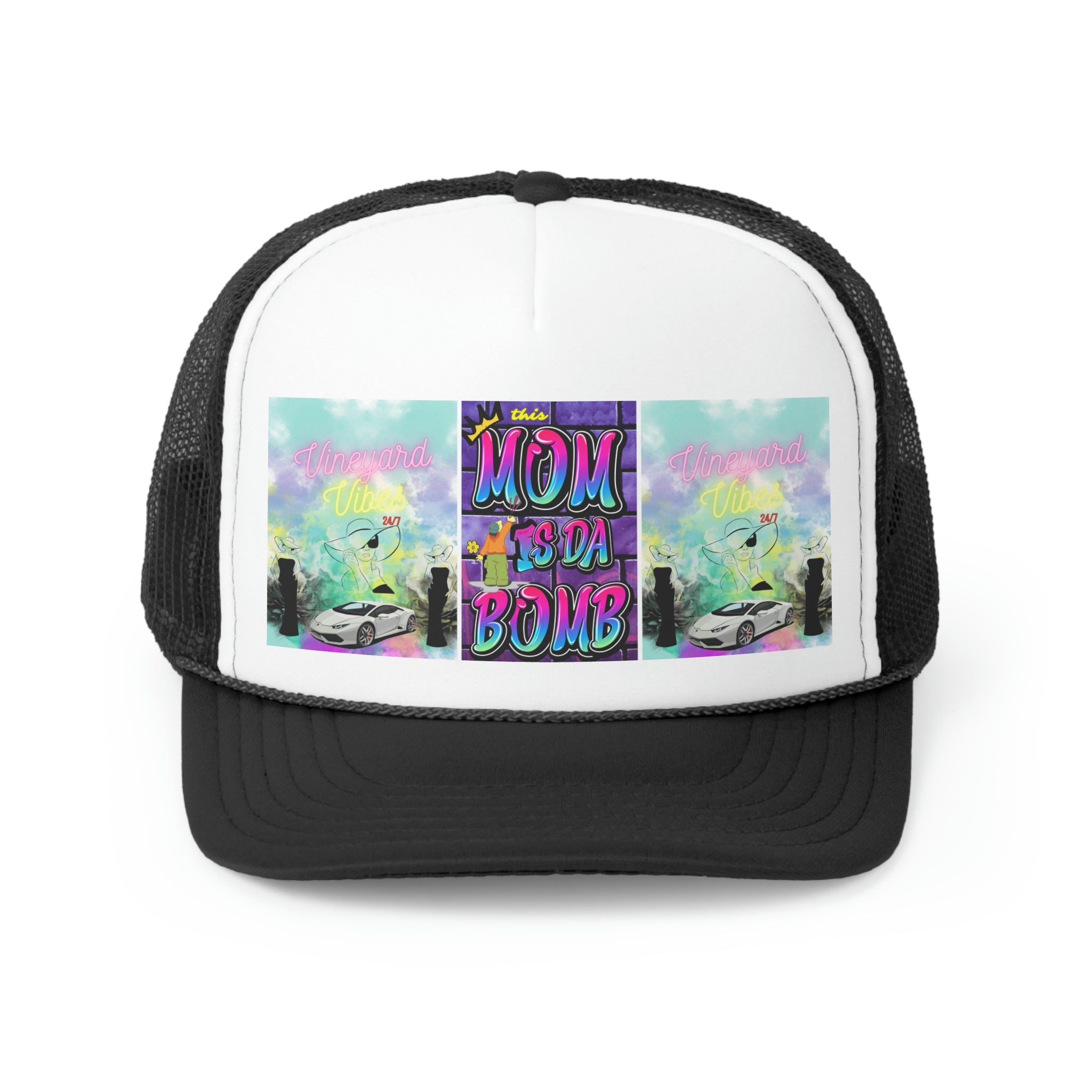 Vineyard Vibes Brand Of The Brave Purple Mom - Trucker Hat