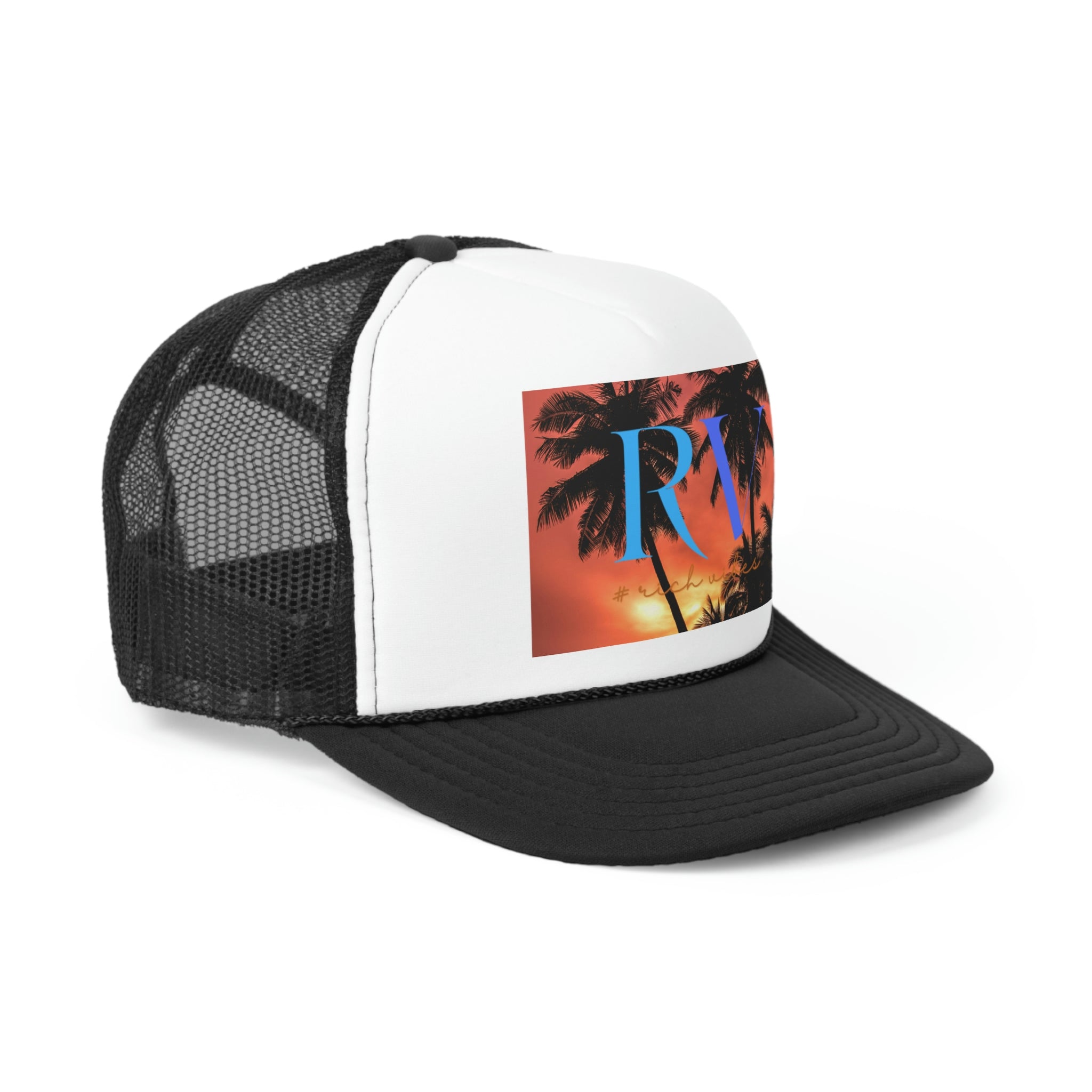 Rich Vibes Red Sunset RV Silhouette  - Trucker Hat