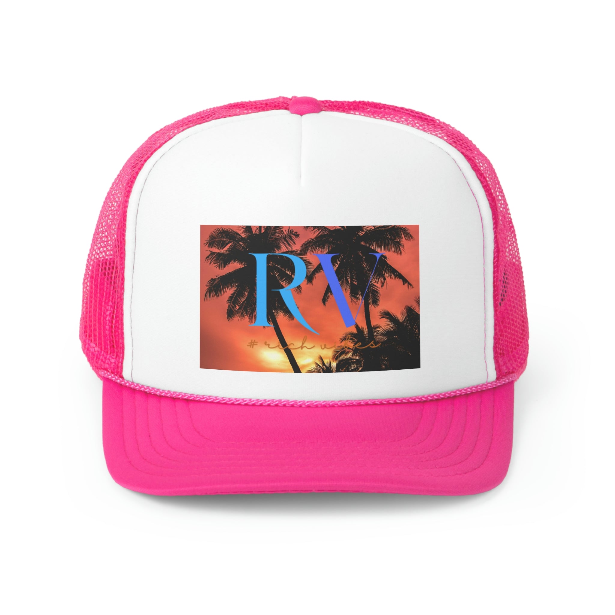 Rich Vibes Red Sunset RV Silhouette  - Trucker Hat