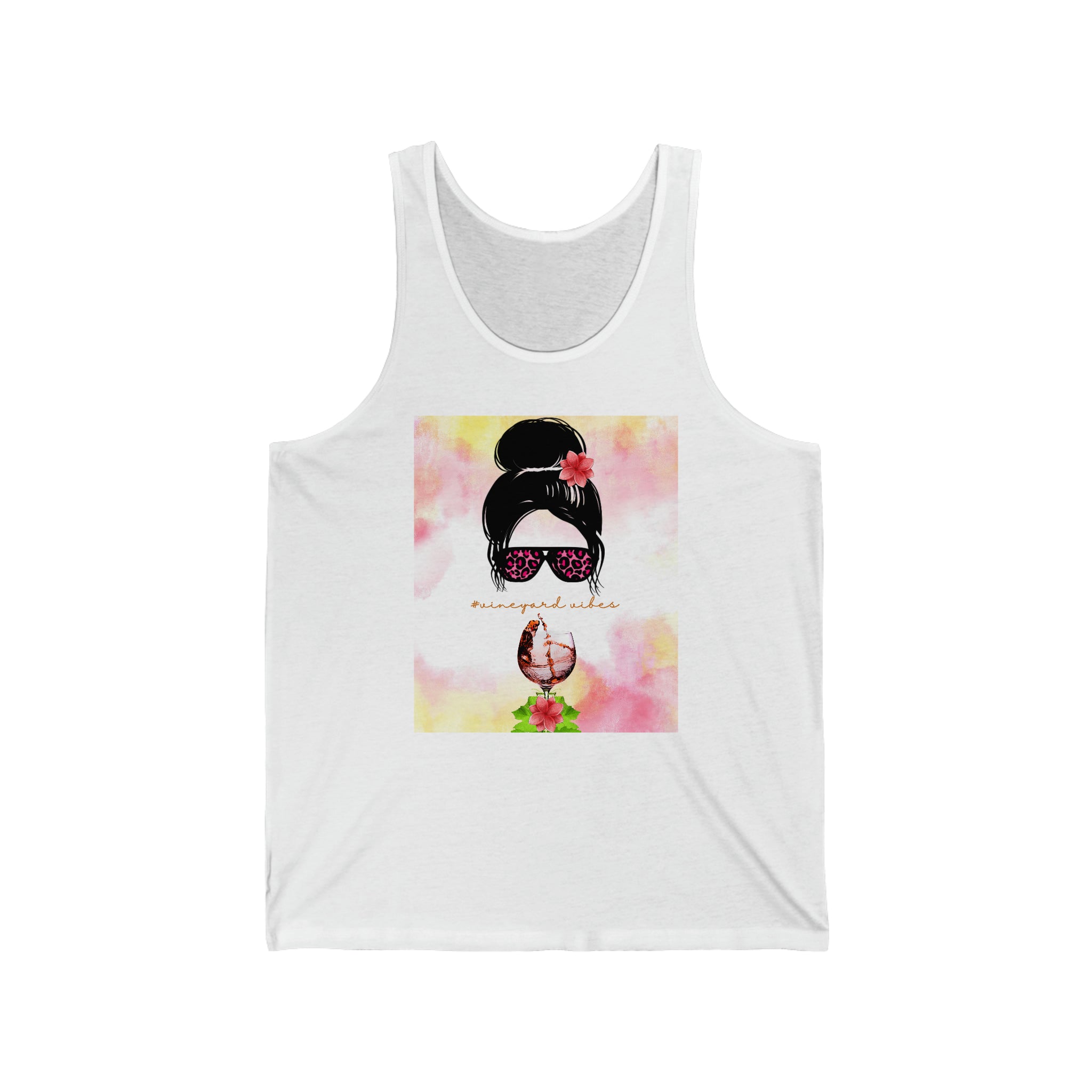 Vineyard Vibes Pink Water Colors Jersey Tank